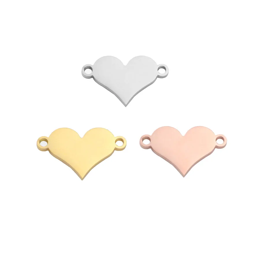 

10pcs/lot 13*21mm Stainless Steel Mirror Polished Love Heart Charms Connectors DIY Jewelry Making Bracelet Necklace Pendant