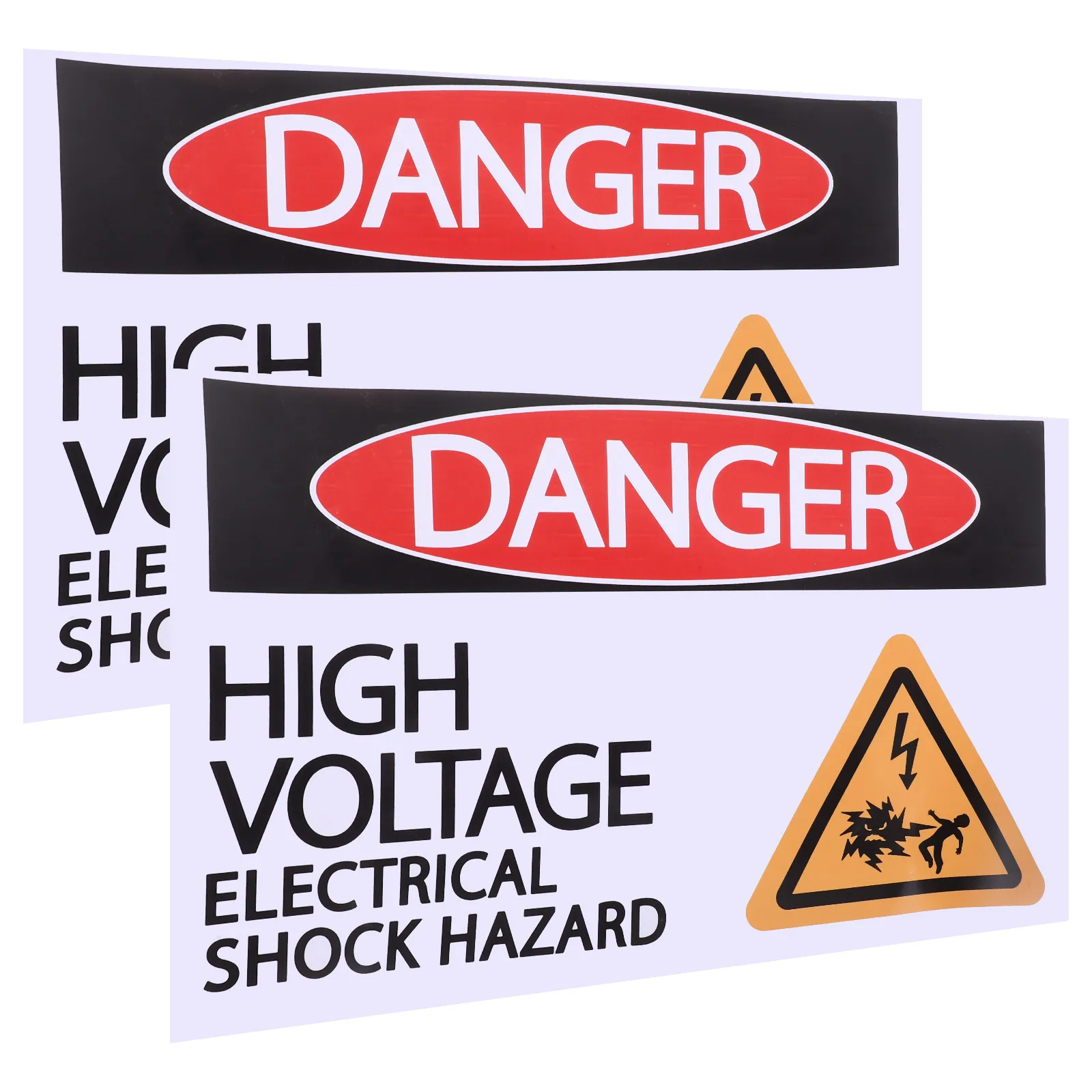 2 Sheets High Voltage Warning Sticker Safety Sign Decal Pvc Self Adhesive Bright Long Lasting Factory Construction Use