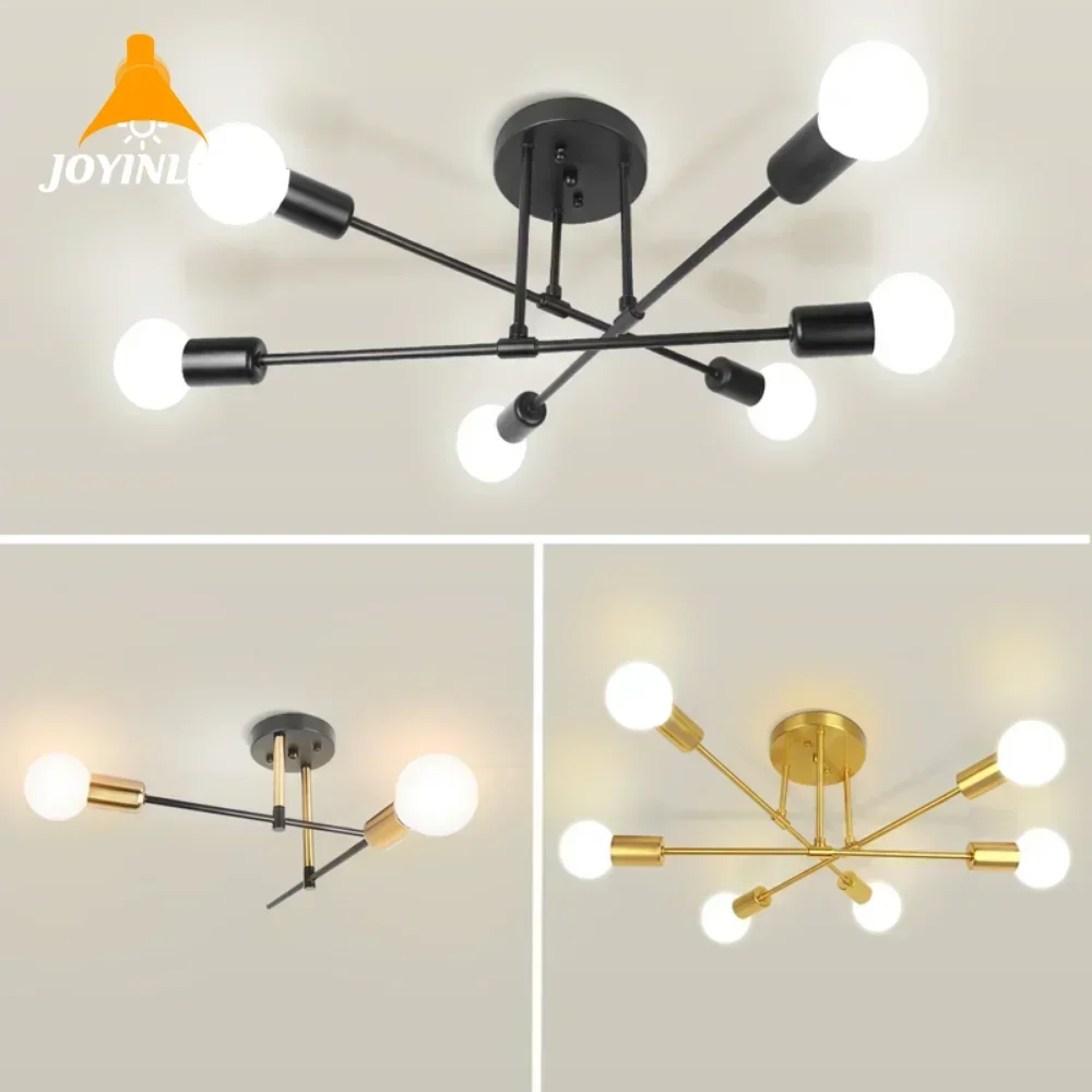 

Retro Industrial Ceiling Lamp Wrought Iron LED E27 Chandelier Light Living Room Modern Decor Home Lighting Fixture Luminaire