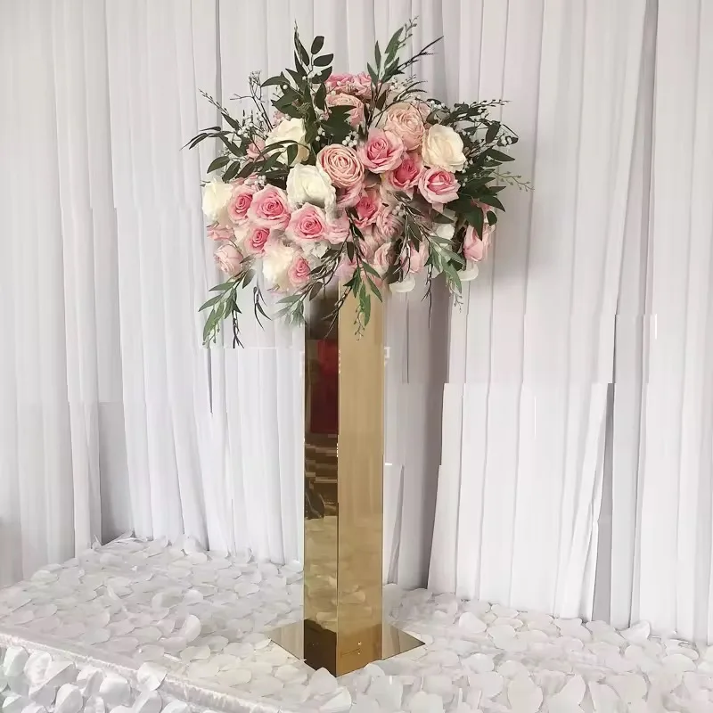 6 Stück Edelstahl-Metallvasen-Blumenständer für Hochzeitstisch-Mittelstücke, Gangdekorationen und Partydekorationen. – Detail 3