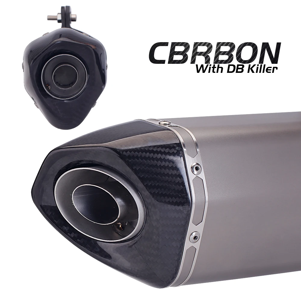 51mm universal motorcycle exhaust muffler for zx6r cbr500r R6 z900 R3 moto bike exhaust Titanium Alloy carbon