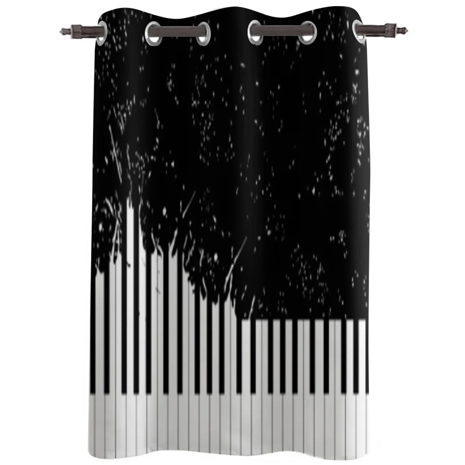 Piano Keyboard Black and White Curtains for Bedroom Window Curtain Home Living Room Decor Balcony Drapes Hotel Coffee Curtains