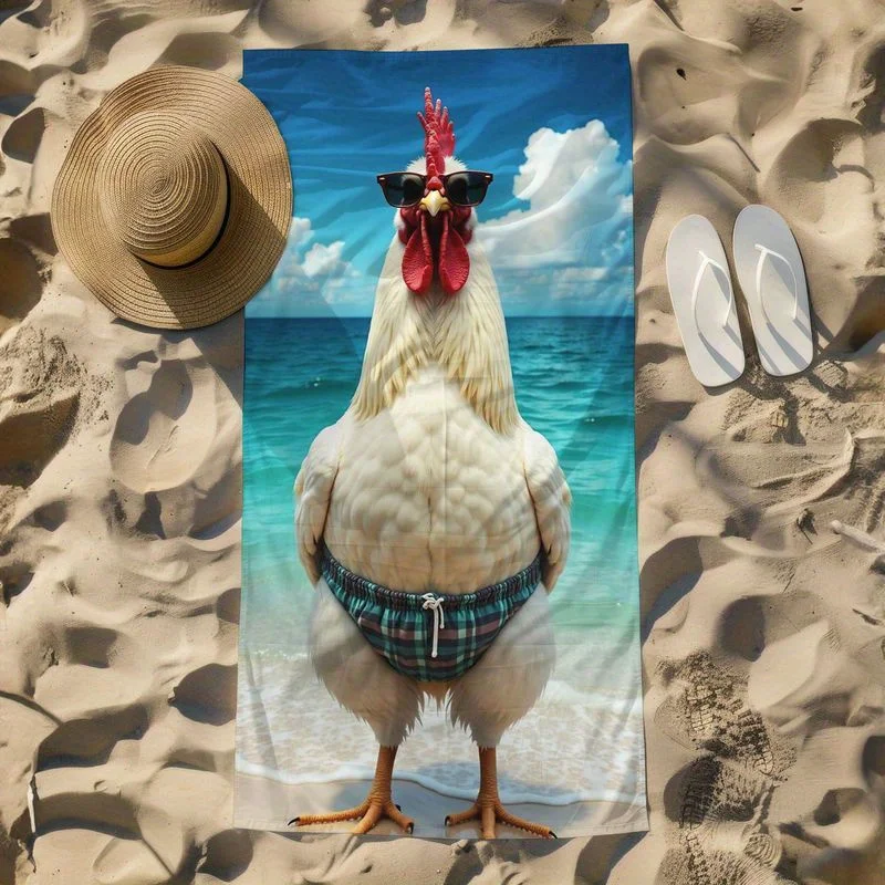 Funny Chicken Neck Swim Trunk Print Oversized Beach Towel Soft Absorbent Summer Essential Towel For Beach Vacation Pool Party K
