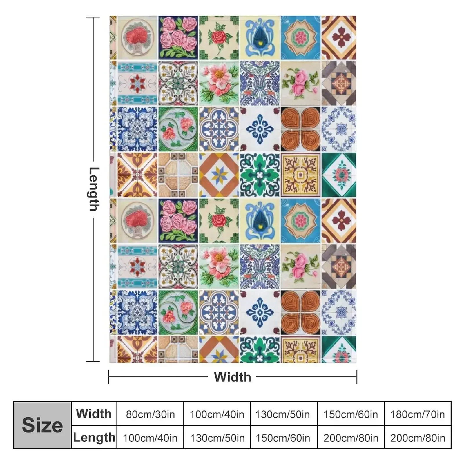 Colorful Azulejo Decorative Lisbon Tile Mural Pattern Throw Blanket Baby Giant Sofa Blankets