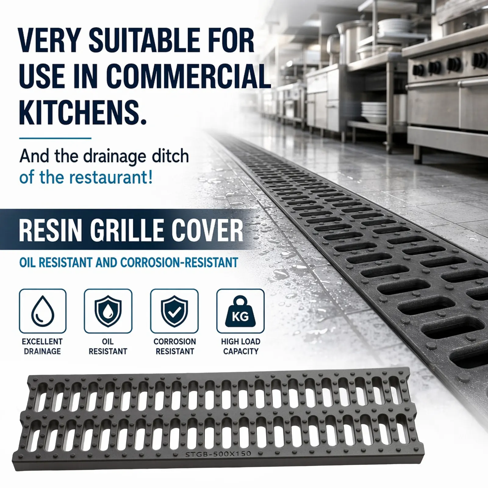 Black Plastic Drain Strainers Sewer Cover Plate Grate for Kitchen Bathroom Outdoor Garage Channel Drain Rainwater Well Cover