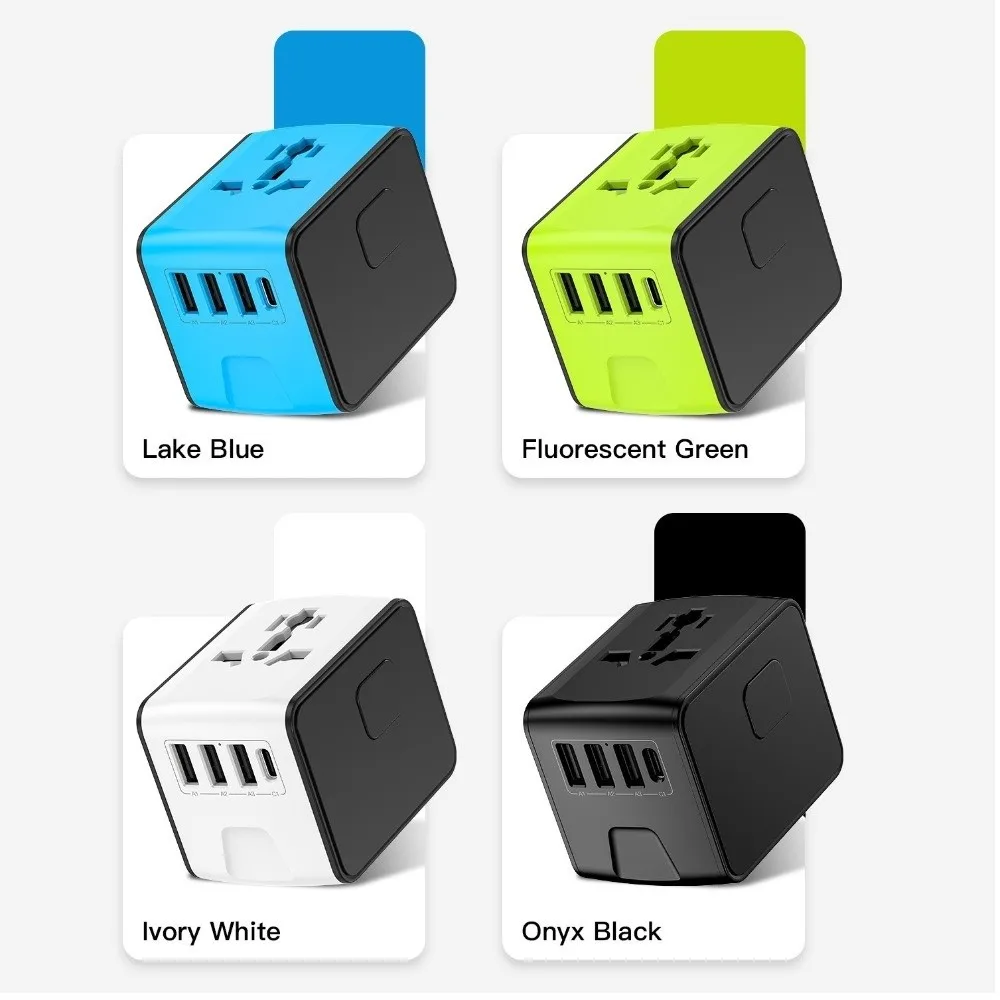 High Speed Universal Travel Adapter 3.4A Type-C Fast Charging Adapter Fast Charging USB-A International Travel Adapter