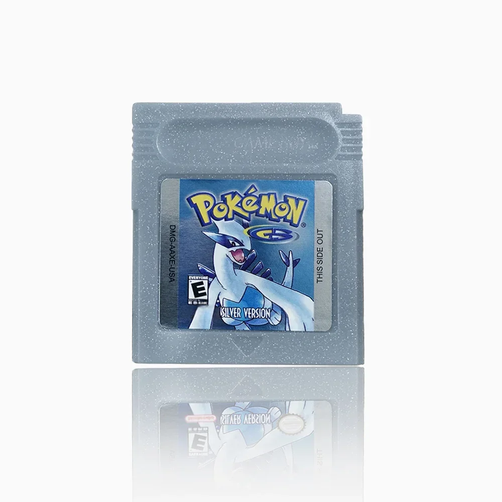 คอนโซลวิดีโอเกม 16 บิตตลับหมึก GBC การ์ดเกม Pokemon Series สีฟ้าคริสตัลสีทองสีเขียวสีแดงเงินสีเหลือง USA Version