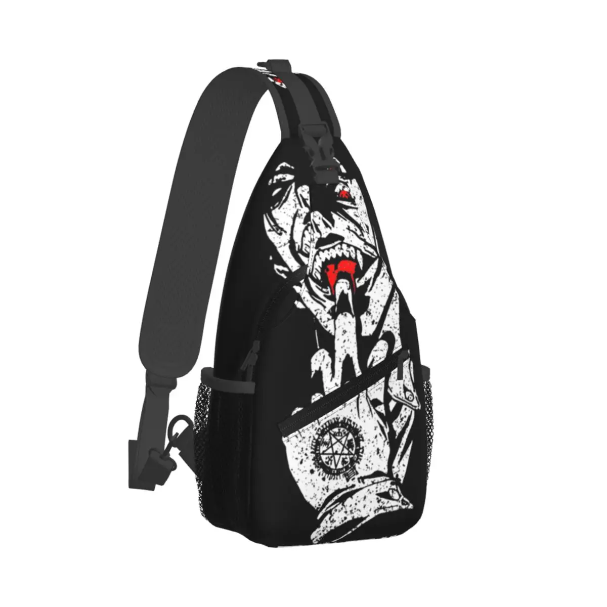 Alucard Hellsing Crossbody Sling Bags Kleine borsttas Vampire Blood Schouderrugzak Dagrugzak voor wandelen Reizen Camping Satchel