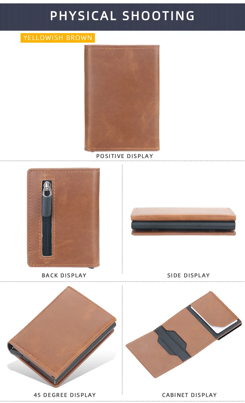 Pop Up Credit Card Holder Wallets Men Slim Rfid Blocking CardHolder Card Money Bag Coin Pocket PU Leather Short Wallets for Men