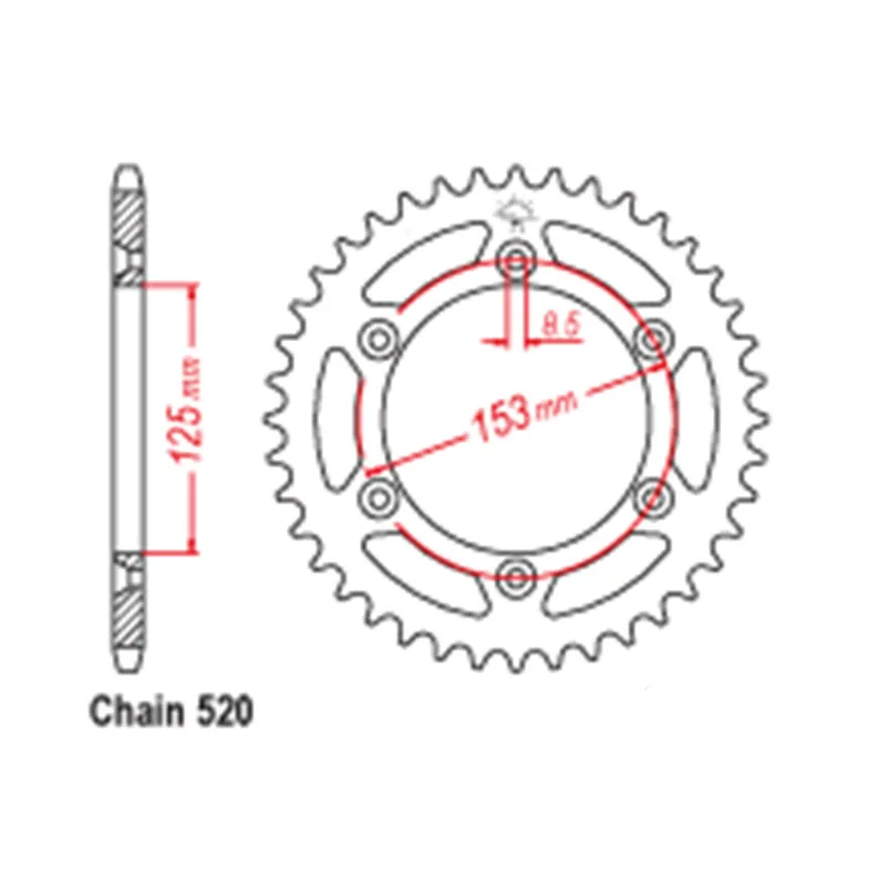 OZOEMPT 520-60T Motorcycle Rear Sprocket Apply to CR250 RH  87 CR250 RL,RM  90-91 CRF250 X-4,5,6,7,8,9,A,B,C,D,E,F,G,H  04-17