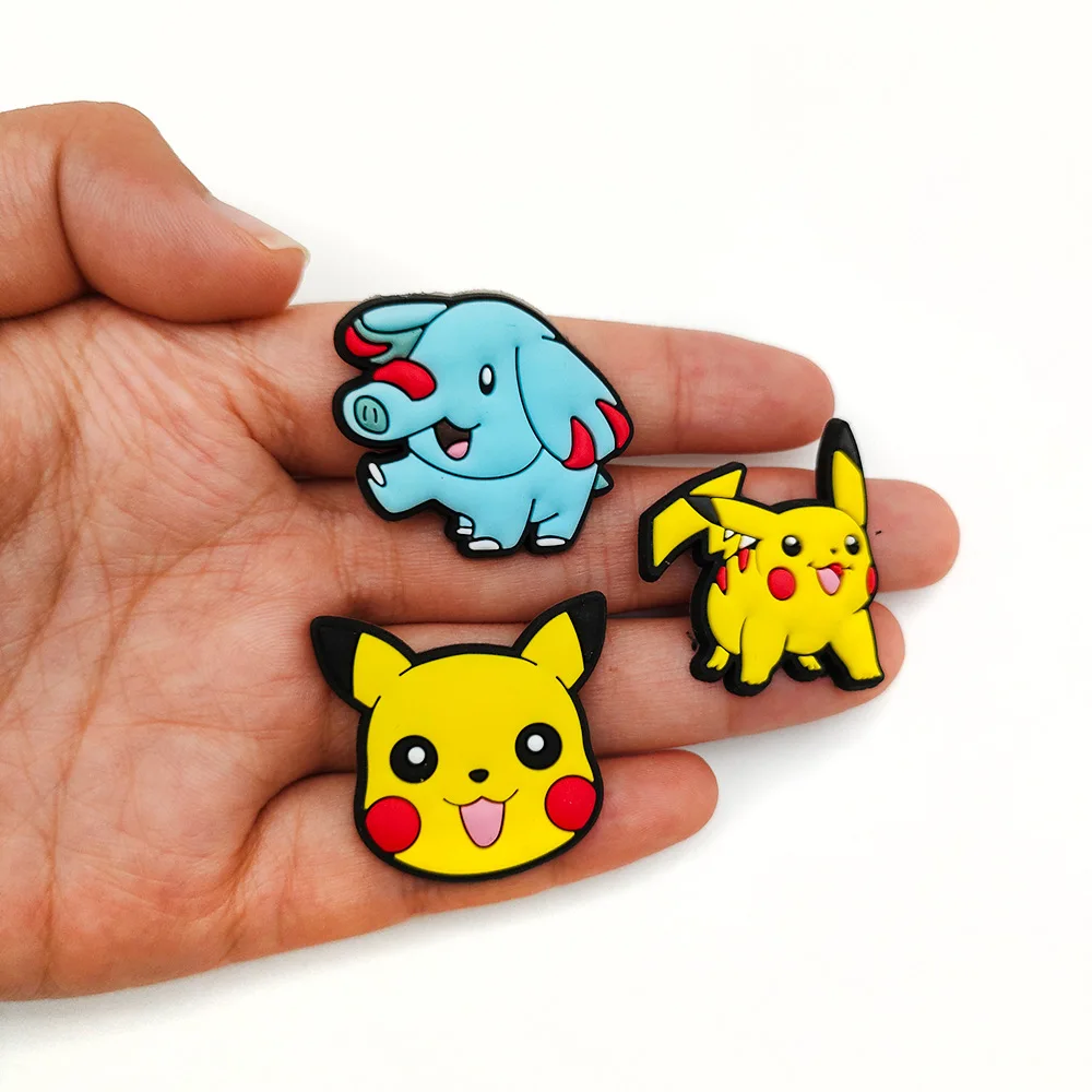 10/20/27Pcs Anime Pokemon Pikachu Shoe Charms Kawaii Charizard Squirtle Shoe Accessories Decration DIY Sandals Kids Gifts