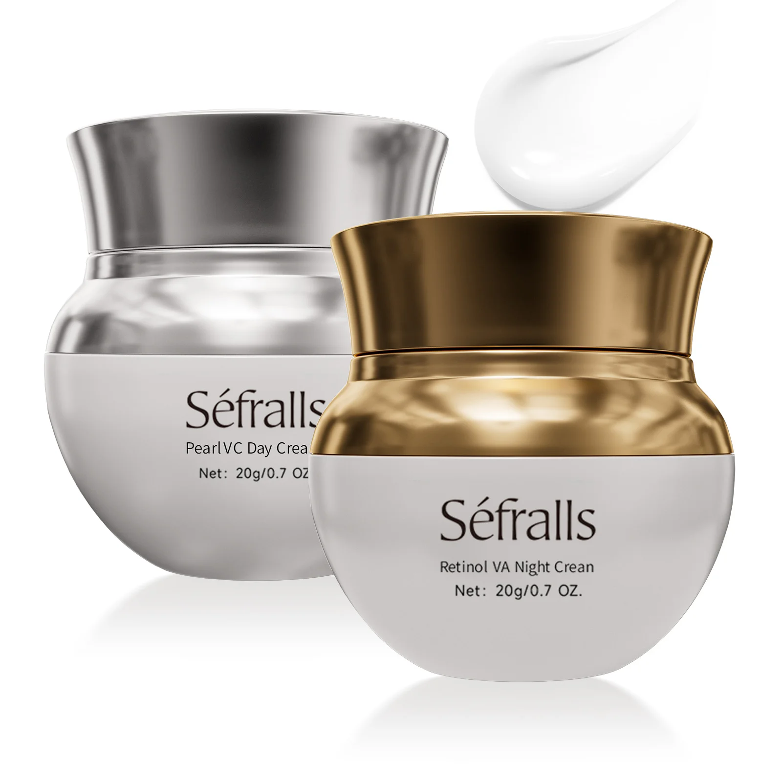 Séfralls Skincare Set: 20g Firming Night Moisturizer & 20g Pearl VC Day Cream - Hydrate, Glisten & Tighten Your Face