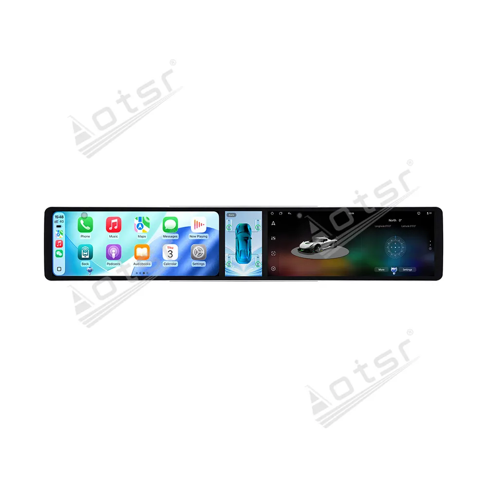 Dual 12.3 Inch Triple Screen Android 15 Car Multimedia Player For Ford Expedition 2007-2014 Wireless CarPlay Auto GPS Head Unit