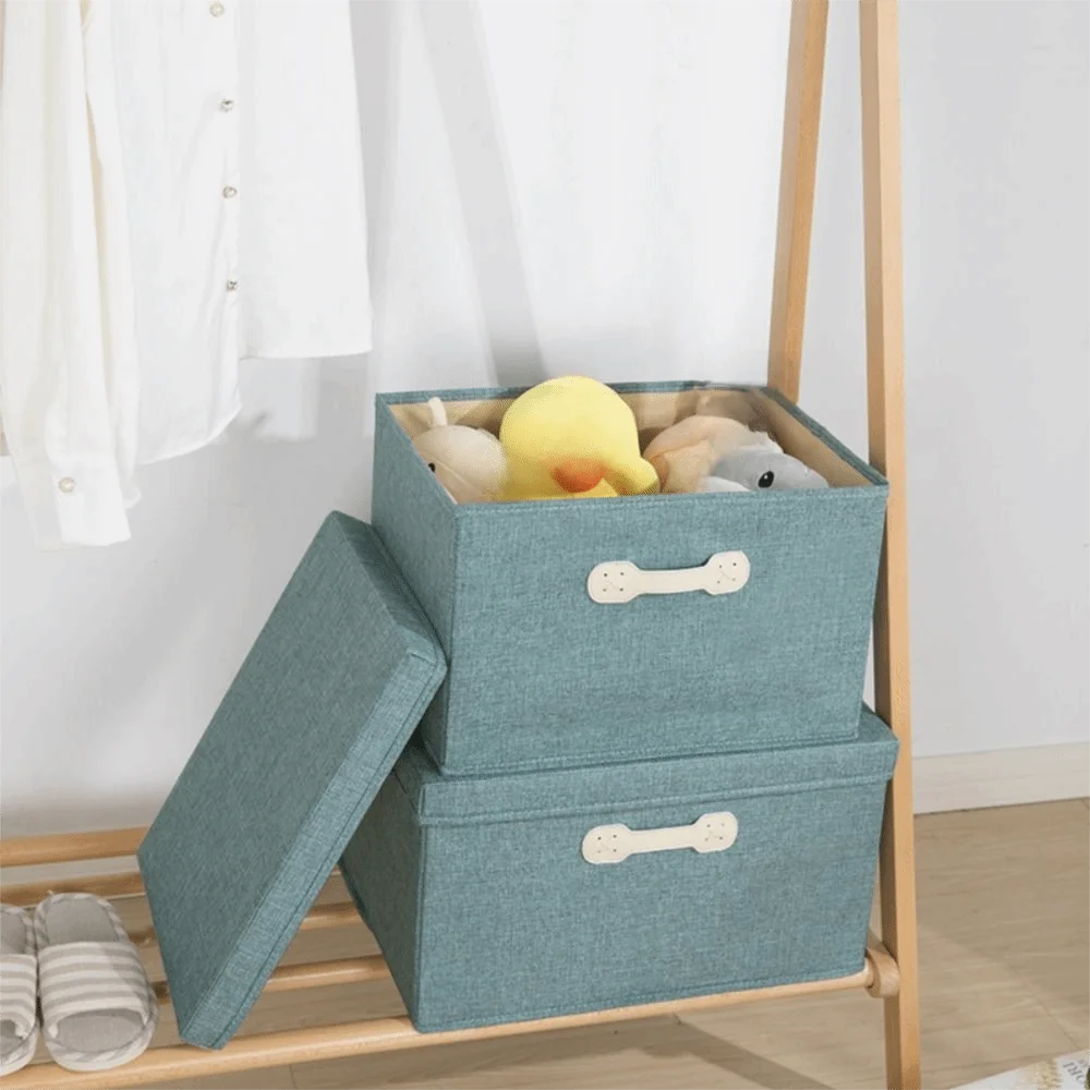 

Japanese Style Storage Box Drawer-type Cotton Linen Fabric Foldable Wardrobes with Lid Durable Covered Organization Box Toys