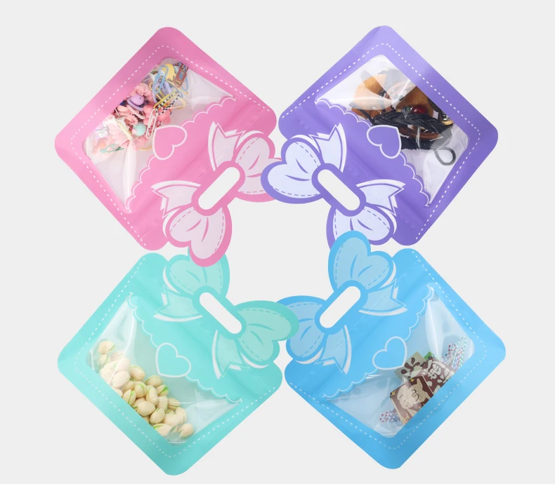 10 Stück Geschenkverpackungsbeutel mit Schleife, niedlicher Stil, Kunststoff, selbstdichtend, für Kinder, Urlaub, Snacks, Süßigkeiten, Aufbewahrung, Cartoon-Schleife, Geschenktüten – Detail 11