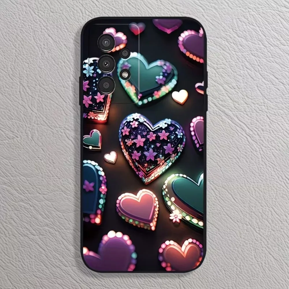 Glowing Heart Anti Fingerprint Phone Case For Samsung Galaxy A73 A72 A71 A70 A56 A55 A54 A53 A52 A51 A50 S 4G 5G Protect Cover view 3