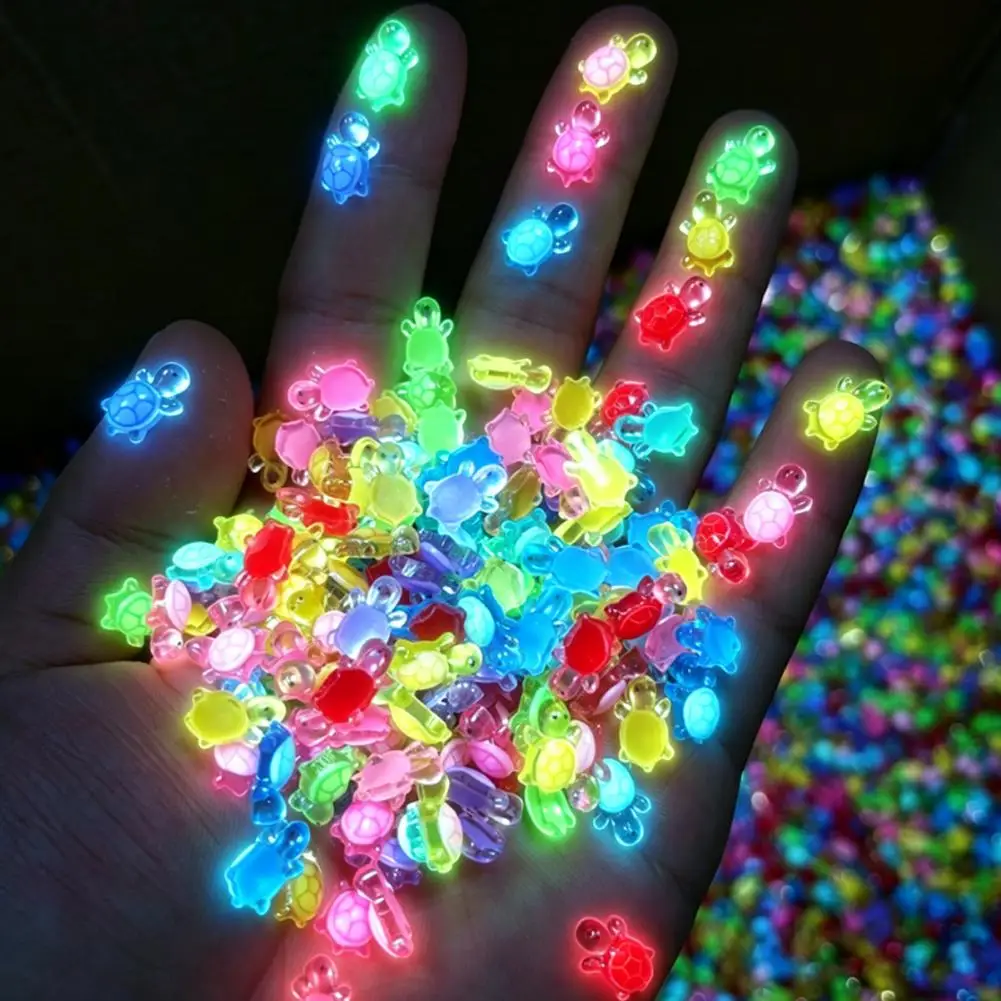 100Pcs Mini Resin Turtles Glow in The Night Turtle Miniatures Multi-Function Small Animals Figures for DIY Fairy Garden Decor