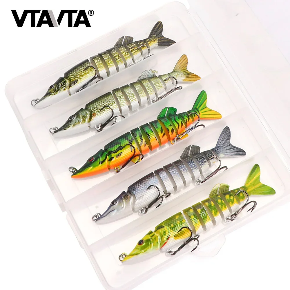 VTAVTA-Artificial Pike Wobblers Fishing Lures Set, Multi Jointed Hard Bait,Fishing Tackle, 12.5cm, 20G, 3 Pcs, 5Pcs