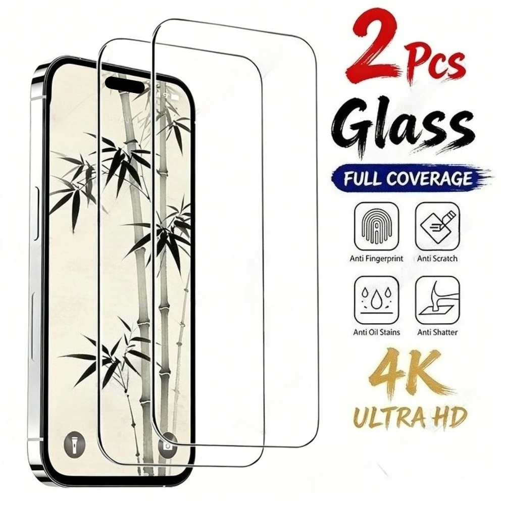 

2Pcs High Clear Screen Protector for iPhone 17 16 15 14 13 Pro Max 17e 16 15 Plus Air 12 11 Pro Mini Anti-Scratch Tempered Glass
