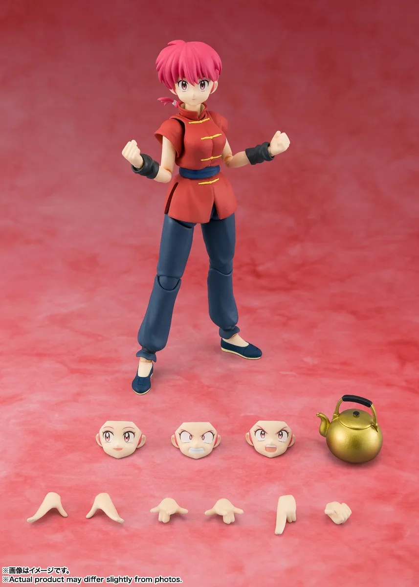 Original BANDAI S.H.Figuarts Saotome Ranma Shampoo Action Figure Toys PVC Model Collection Anime Ranma Nibun-no-Ichi Figurine