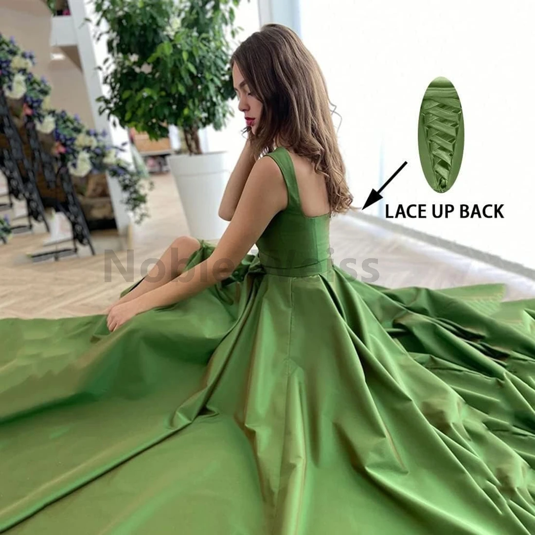 SATIN A-LINE Evening Dresses for Women Long Formal Prom Dresses with Double Shoulder Straps Front Slit Customize