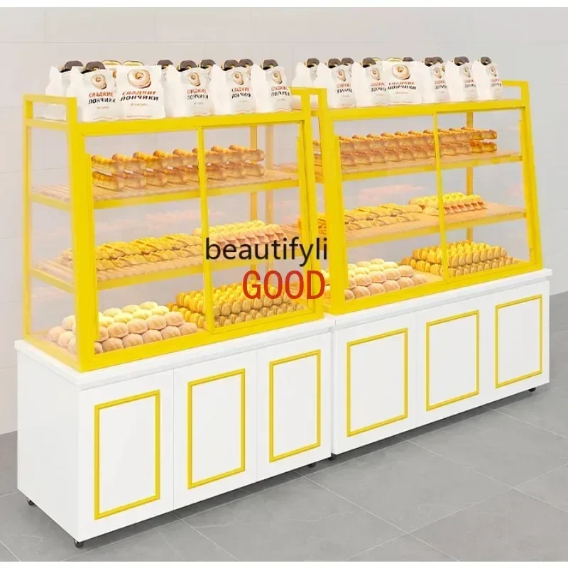 Bread Display Cabinets Cake Shop Baking Side Island Cabinet Baked Commercial Glass Food Showcase Zhongdao Container