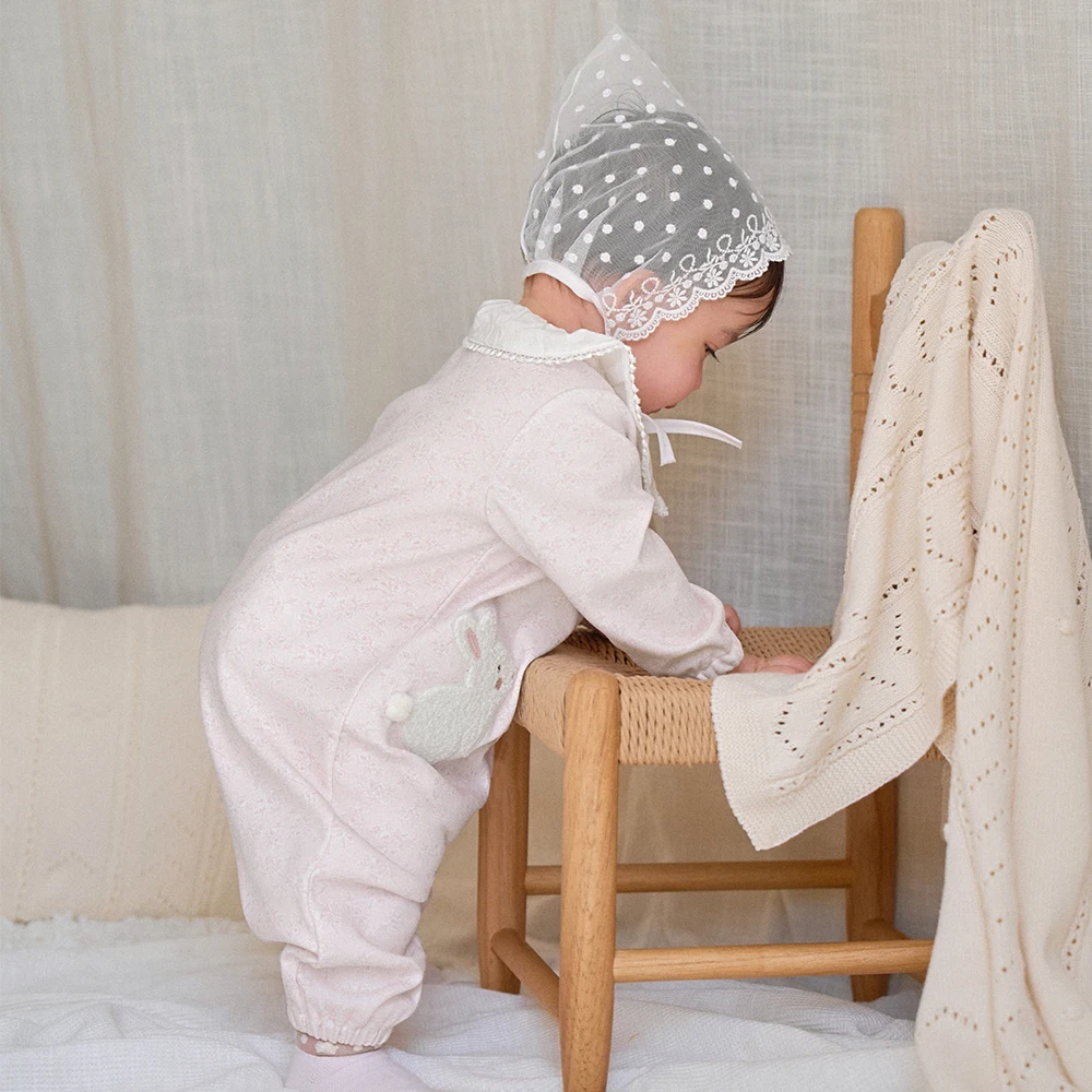 Dave Bella Jumpsuit Newborn Clothes Autumn Baby Girls Romper Creeper Spring Pure Cotton Sweet Rabbit Children Fashion DB3263108
