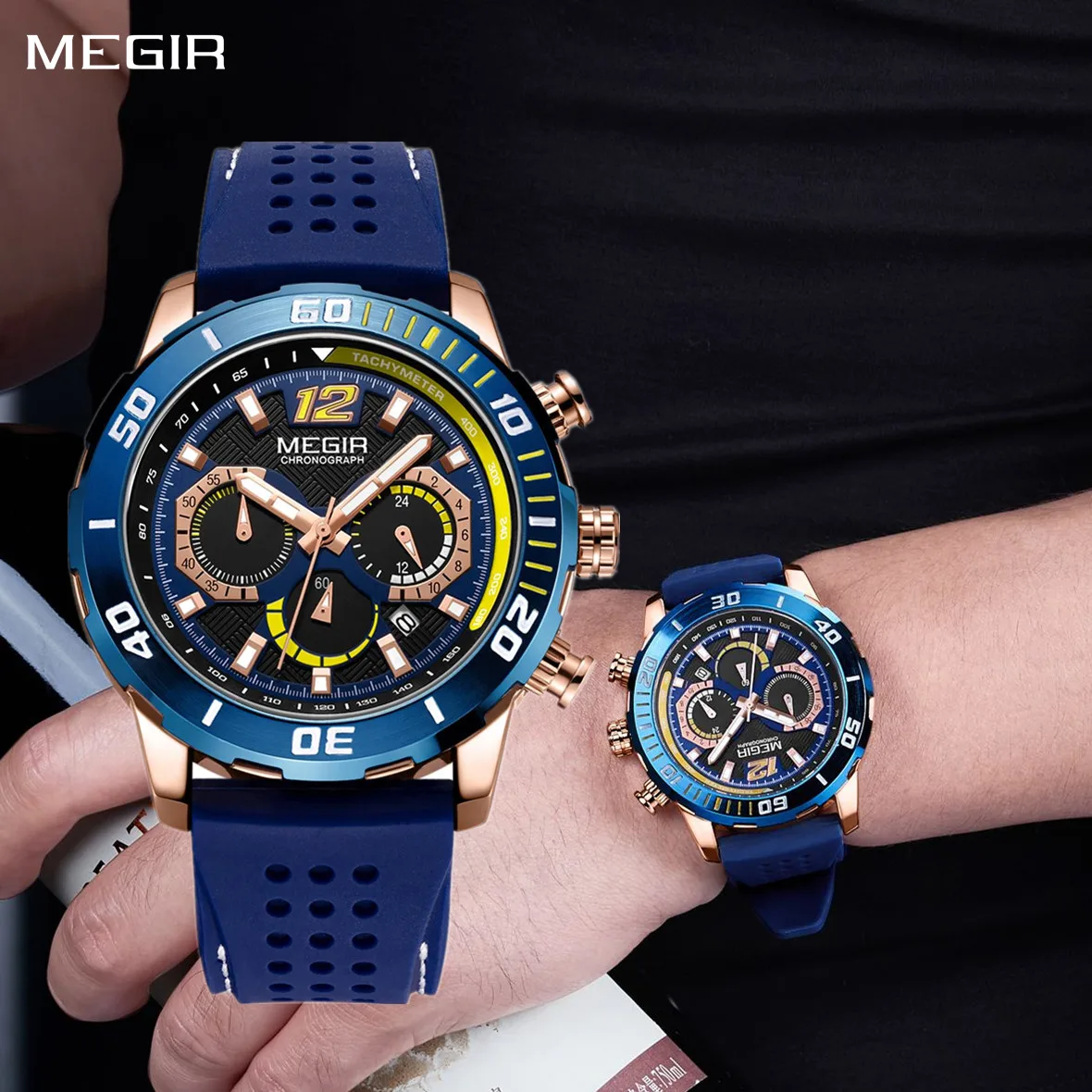 MEGIR Relogio Masculino Fashion Luxury Sports Watch for Men Waterproof Chronograph Date Luminous Quartz Wristwatch Clock 2109