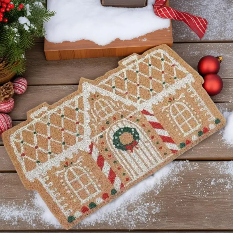 クリスマス玄関マット模造カシミヤ玄関フロアマット滑り止めラグホリデーデコレーション冬マット家庭用キッチンバスルーム用