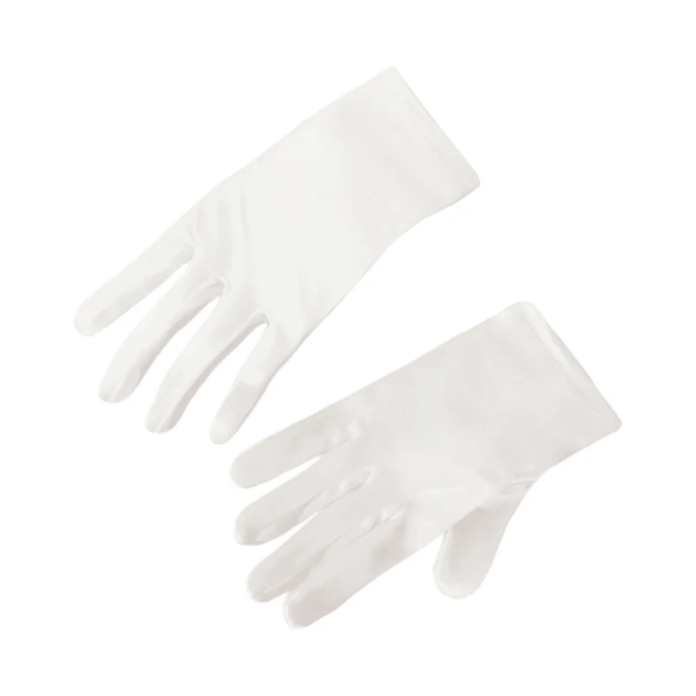 

Elegant White Children's Wedding Gloves Glossy Satin Short Lace Gloves Elastic Etiquette Dress Gloves Birthday Party