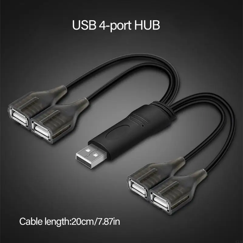 U2JE USB Splitter Cable USB 2.0 Male to 4 Port Female Multi USB Port Extender Cable for Data Transfer Power Charging
