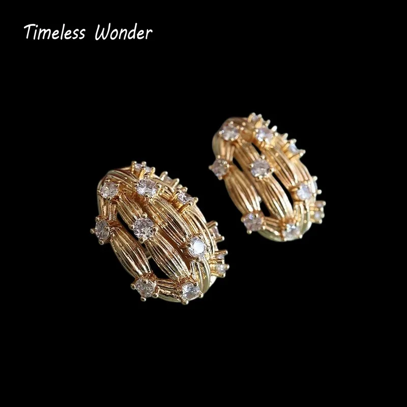 Timeless Wonder Fancy Zircon Geo Button Earrings Women Designer Jewelry Punk Sweet Gift Rare Top Classy 3346