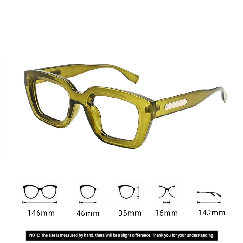 2025 New Rectangle Thick Frame Eyeglasses Men and Woman Blue Light Blocking Computer Glasses Vintage Fashion Eyewear 9847