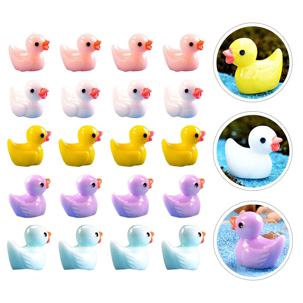 

40 Pcs Ornaments Tiny Things Duck Bonsai Decoration Resin Charms Miniature Ducks