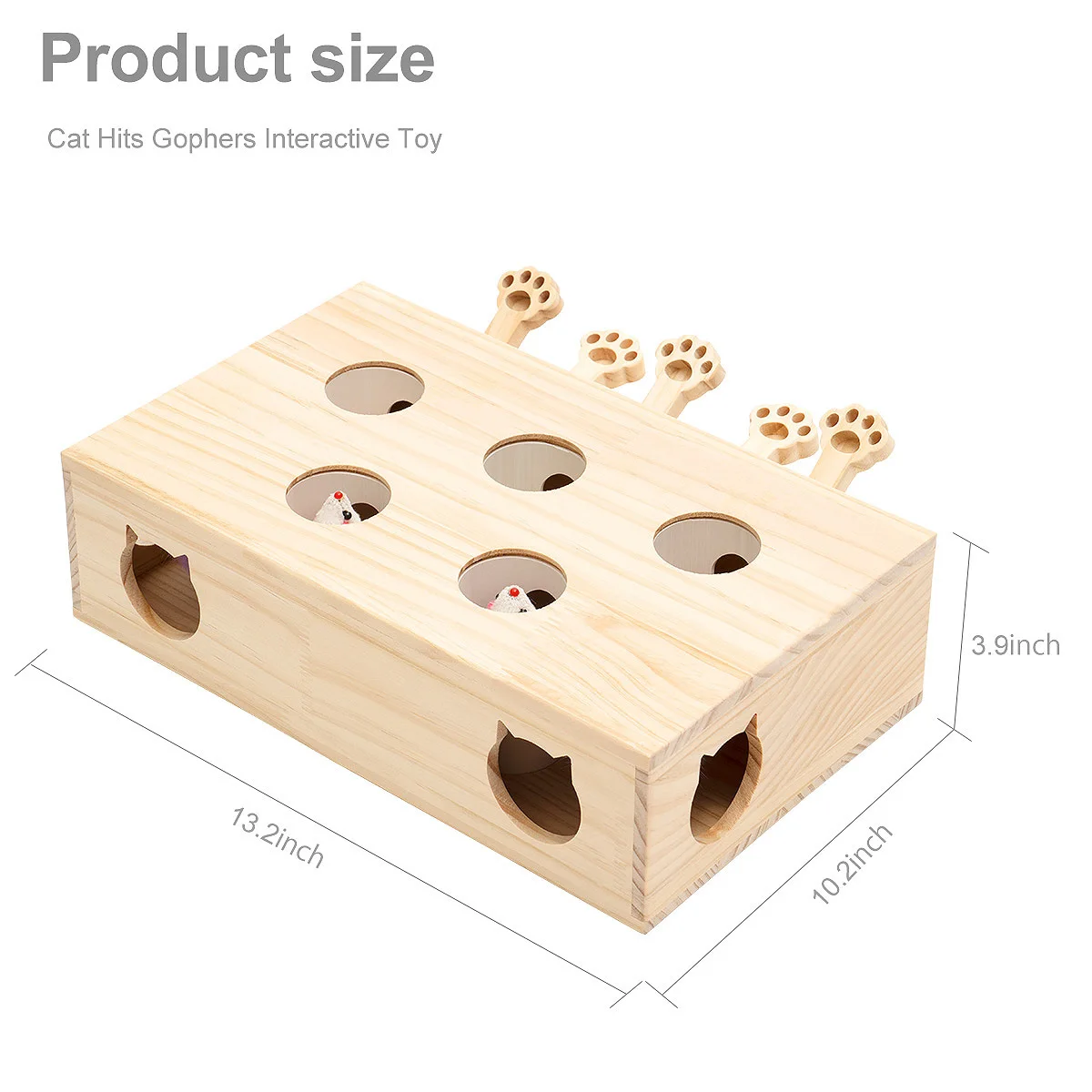 NEW Cat Toys Interactive Whack-a-mole Solid Wood Toys for Indoor Cats Kitten Catch Mice Game Dropshipping