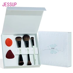 Jessup Makeup Brushes with Makeup Sponge, 3pcs Double Ended Makeup Brush for Foundation Contour Concealer with Gift Box, T510