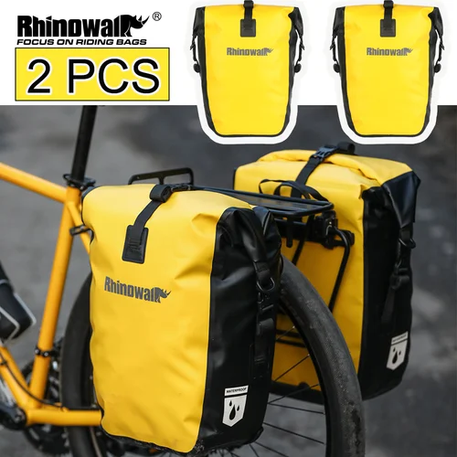 Rhinowalk, 2 unidades, bolsa de alforja de doble cara para bicicleta, 25L, impermeable, de liberación rápida, bolsa de estante seco para maletero de carretera MTB, paquete de equipaje