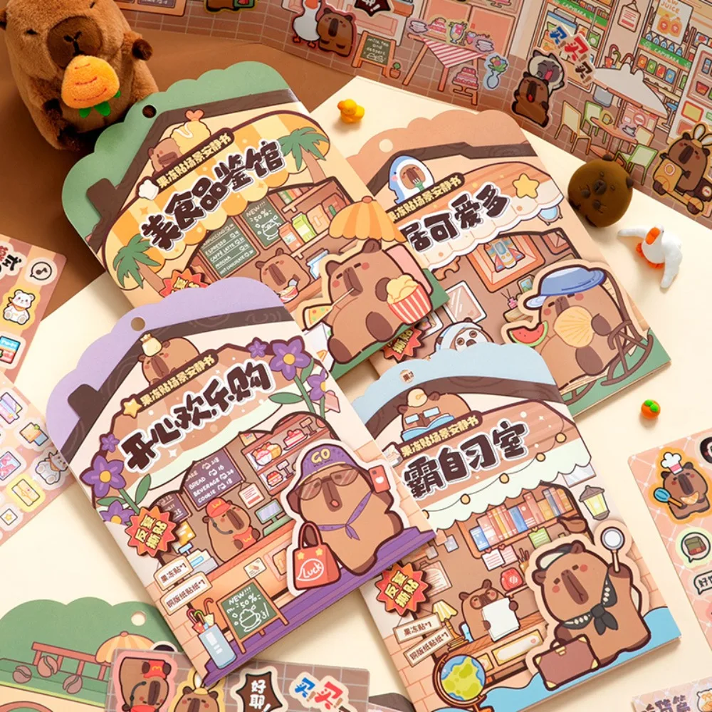 Cute PVC Capybara Sticker Handmade Cartoon Quiet Book Stationery Gifts Education Toy NEW Sticker Book