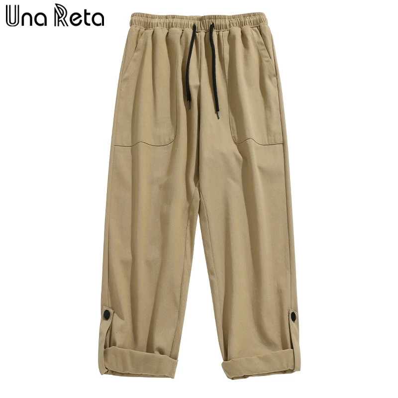 

Una Reta Man Pants Spring Autumn Streetwear Solid Cargo Pants Men Clothing Harajuku Sweatpants Loose Military Straight Pants