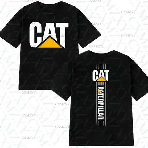Amazing Tees Men Caterpillar T Shirt Double-sided Oversized Tractor Equipment T-shirt Male T-shirts Graphic Short Sleeve S-3XL