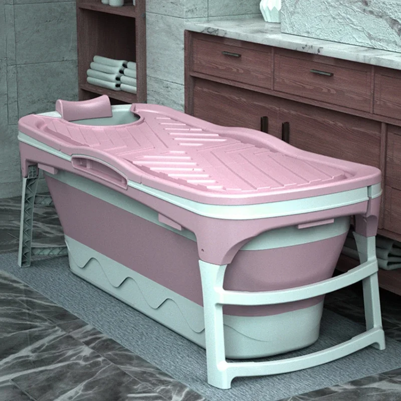 Household Bathroom  Folding Bathtub Adult Large Bath Bucket Full Body Bath Bucket Bath Basin Thickened Portable Bathtub