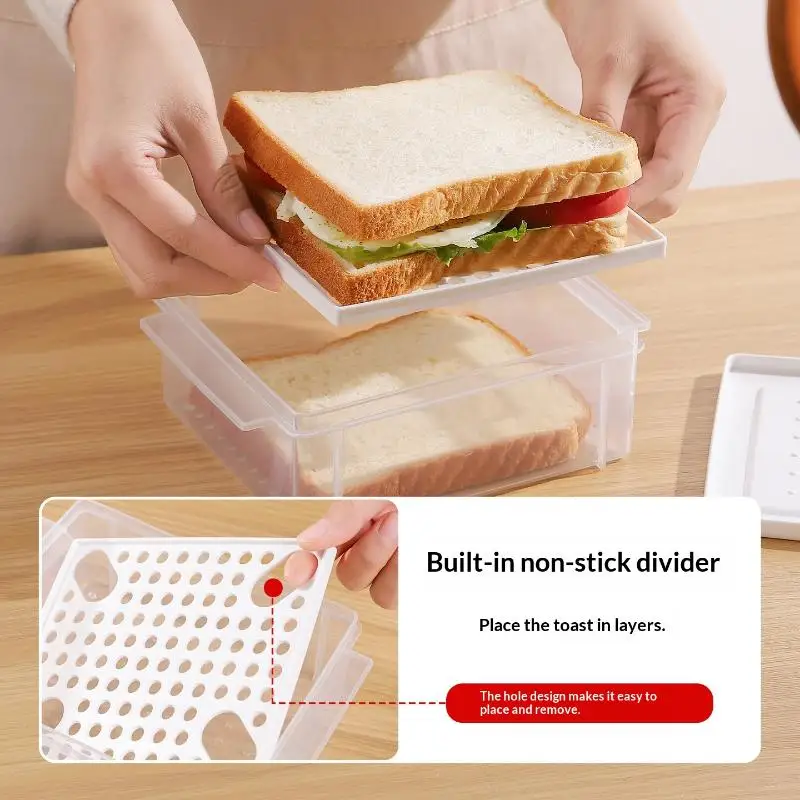 

Герметичный контейнер для хранения хлеба — французская коробка для тостов без BPA для холодильника и кладовой, разделители в комплекте