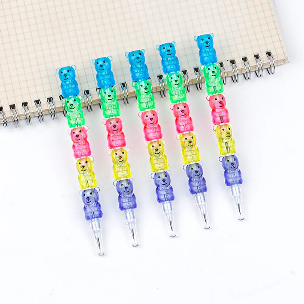 Ciieeo Stackable Plastic Bear Pencils - 10Pcs Colored Pencil For Kids for Birthday Favors