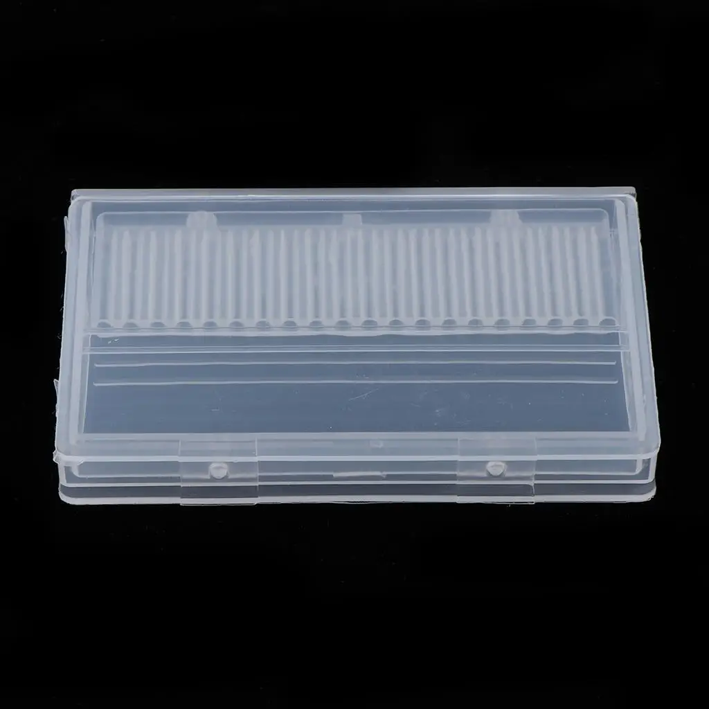 Storage Box Display Stand Containers, Plastic Manicure Tools Organizer Case Holder, Clear, 20 Holes - 9.8 x 6.5cm