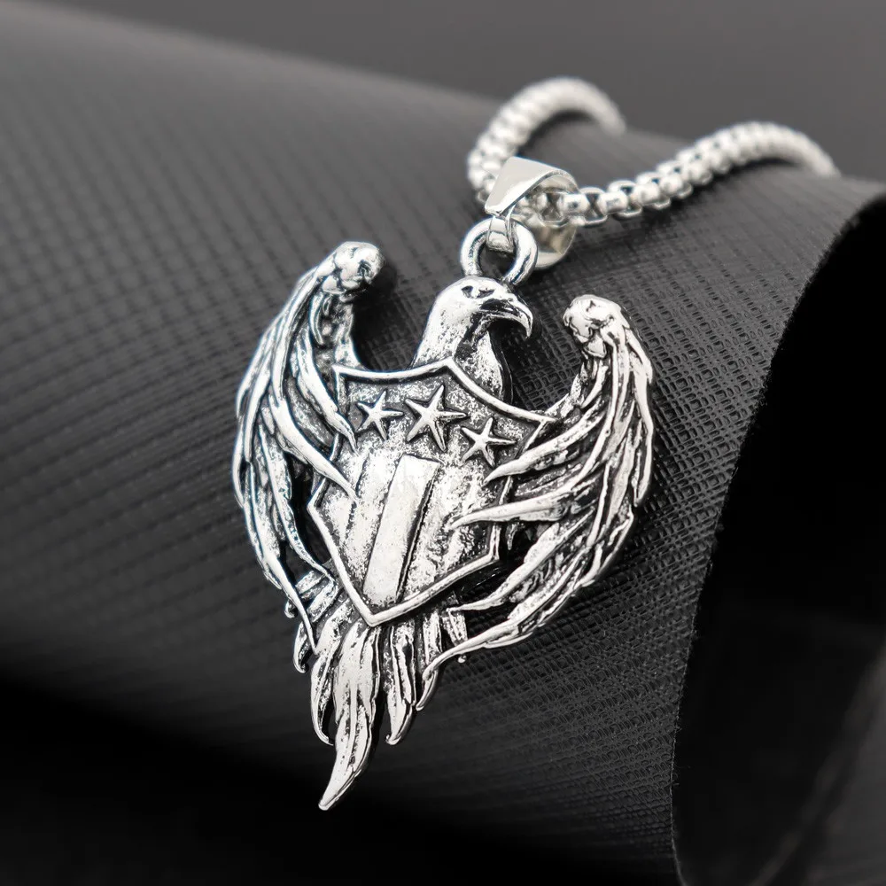 

Vintage Three Star Eagle Military Brand Pendant Charm Men's Necklace Fashion Hip Hop Jewelry Accessories Party Gift Wholesale