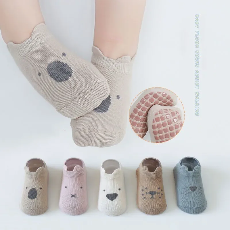 Korean Newrbon Sock Cute Cartoon Ankle Sock for Baby Boy Girl Silicone Non-slip Floor Toddler Sock Kawaii Cotton Clothes