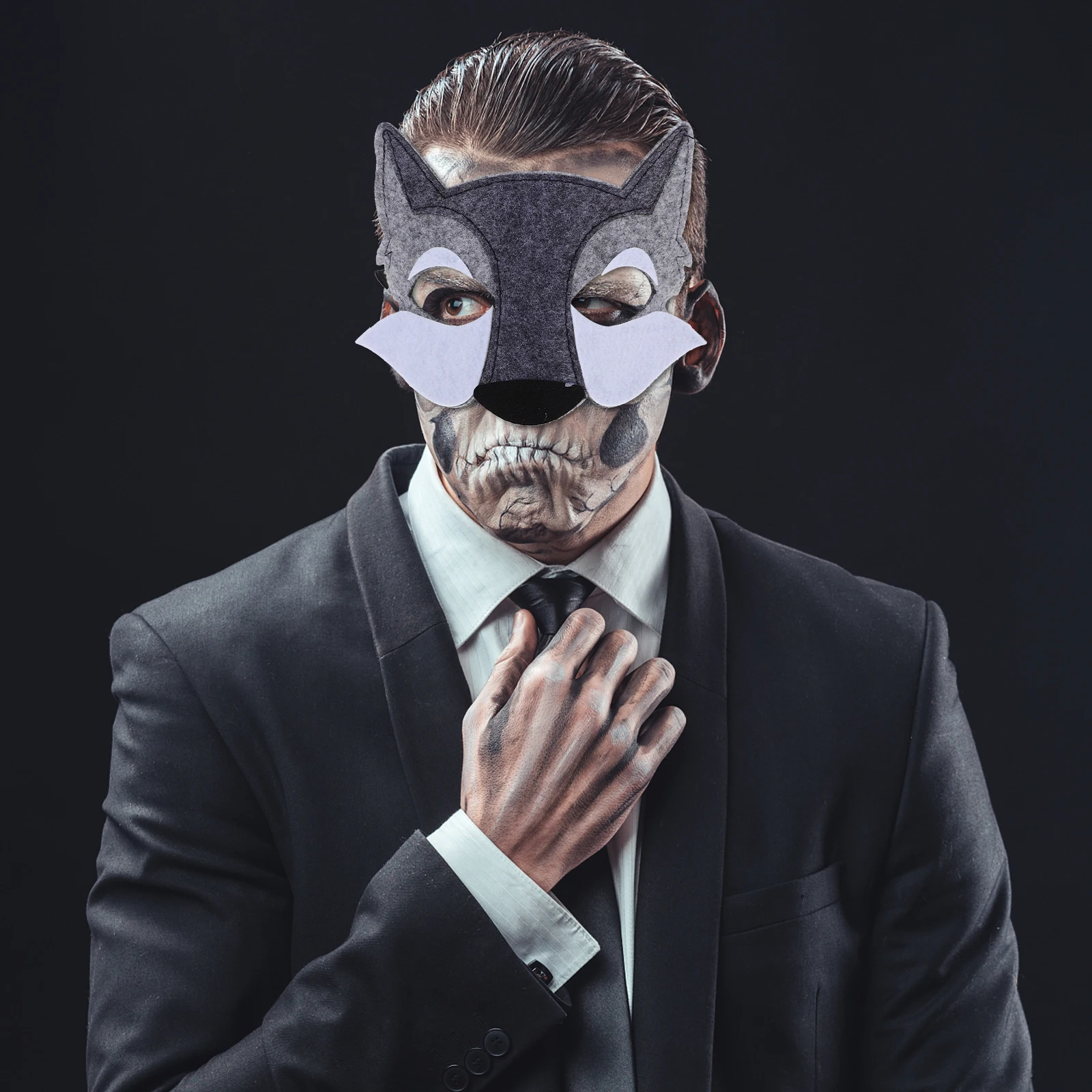

6pcs Werewolf Mask Halloween Animal Fox Masks Felt Half Face Cosplay Party Decorations Scary Costume Accessories