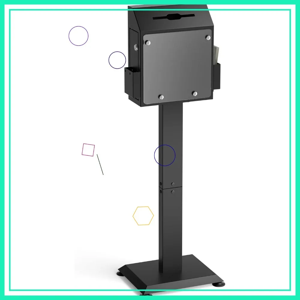 

Heavy Duty Metal Locking Ballot Box with Stand, Floor Standing Offering Box for Voting, Donation, Church - Large, Black
