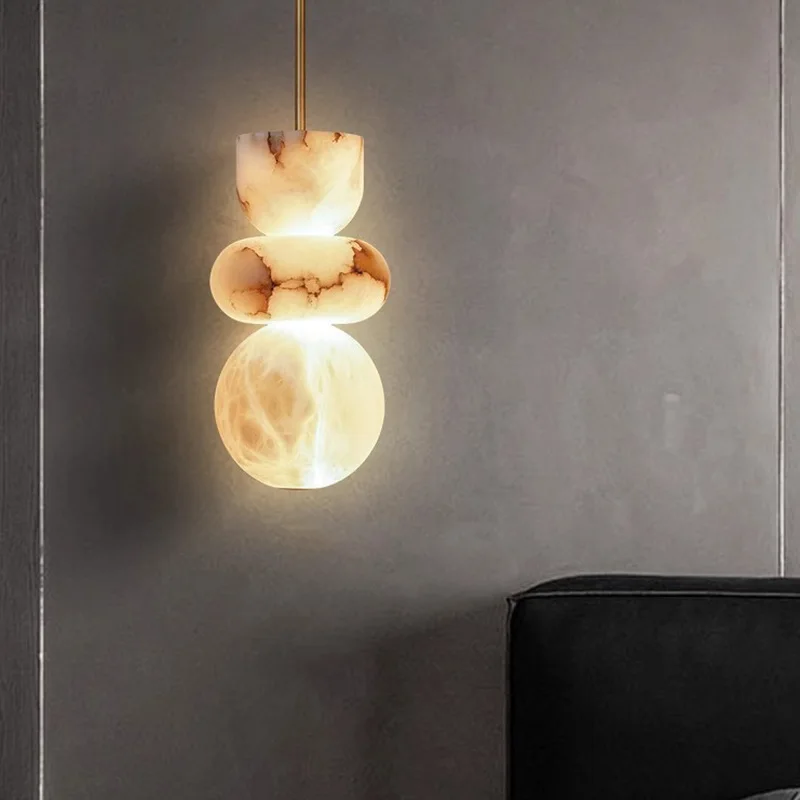 

Spanish Marble Chandelier Italian Minimalist Luxury Creative for Dining Room Bedroom Bedside Study Hotel Corridor Wall Light