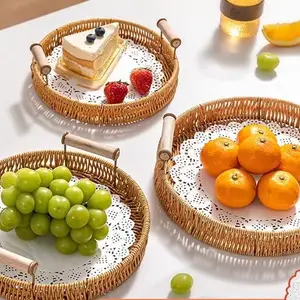 1 adet kolu, rattan kolu, depolama sepeti, ekmek, aperatif, meyve tepsisi, yuvarlak piknik dokuma depolama sepeti En çok satılan 12 sepet ekmek rattan-no. 1